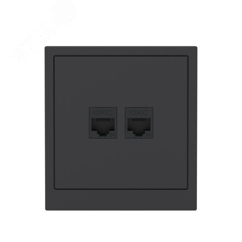 Компьютерная розетка RJ-45 без шторки, кат.5е двойная, KANT, черный уголь
