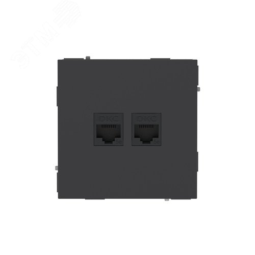 Компьютерная розетка RJ-45 без шторки, кат.5е двойная, KANT, черный уголь