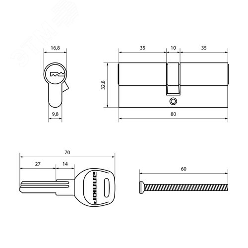 Цилиндровый механизм АЛЛЮР HD F 80-5К CP (40x40) хром