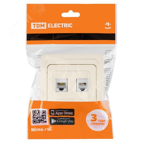 Розетка компьютерная RJ-45 + TФ (RJ-11) сл. кость Валдай TDM