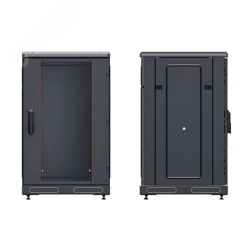 Шкаф телекоммуникационный напольный 42U 600x600 ШТ-НП-М-42U-600-600-С-Ч, передняя дверь стекло, черный