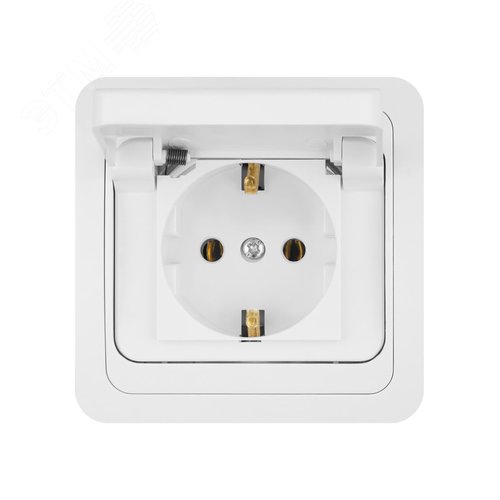 Розетка с крышкой 2П+З 16А IP44 белая Валдай TDM