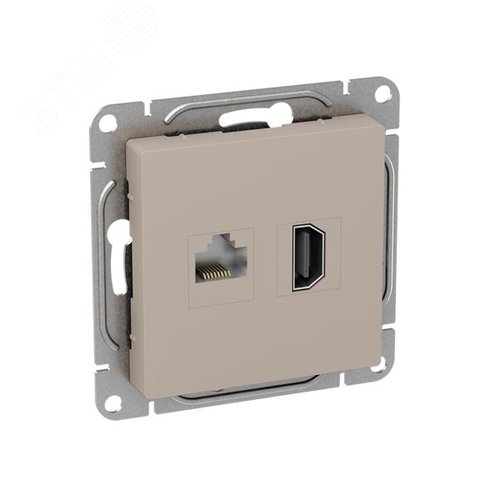Механизм розетки HDMI+RJ45 (cat5) кремовый Эпика EKF