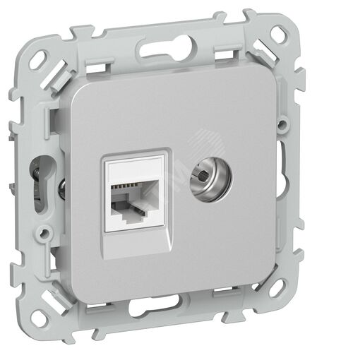 FLITE Розетка 2-местная RJ45/TV категория 5Е UTP РКТВ5е-2-0-ФлА алюминий