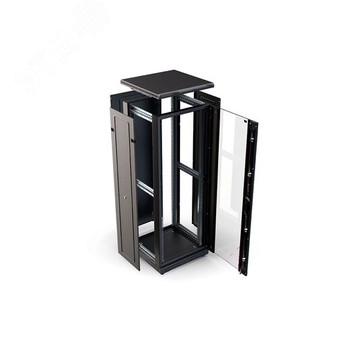Шкаф телекоммуникационный напольный 27U 600x800 ШТ-НП-М-27U-600-800-С-Ч, передняя дверь стекло, черный