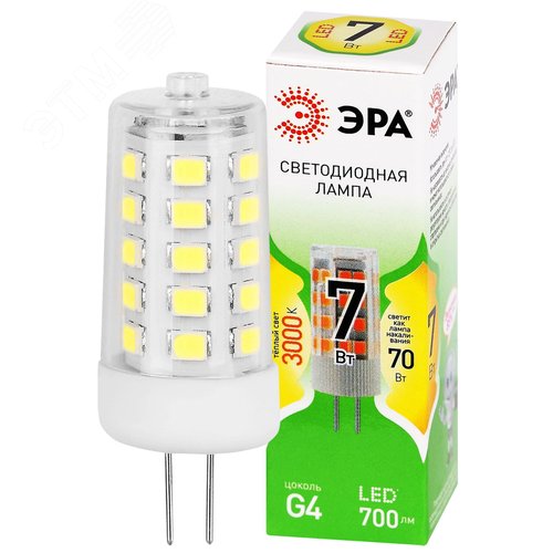 Лампа светодиодная LED 7Вт капсула G4-JC-7W-830-12V G4 GREEN LINE
