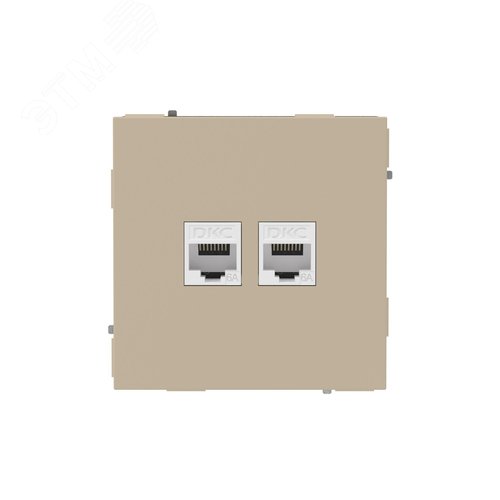Компьютерная розетка RJ-45 без шторки, кат.6А двойная, KANT, ванильный марципан