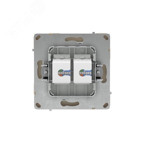 Компьютерная розетка RJ-45 без шторки, кат.6А двойная, KANT, ванильный марципан