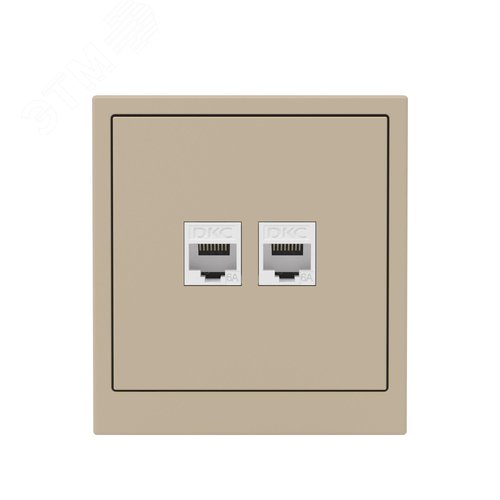 Компьютерная розетка RJ-45 без шторки, кат.6А двойная, KANT, ванильный марципан