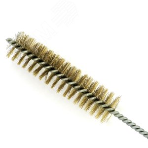 Щетка ерш Д25x100x300 с хв-м + кольцо, ворс гофр латунь 0,20 очистка отверстий из сплавов цветных металлов, латуни, меди, прочистки трубок, шлангов, котлов, теплообменников (14-122)