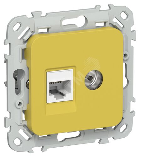 FLITE Розетка 2-местная RJ45/TV категория 5Е UTP РКТВ5е-2-0-ФлЖК желтый карри