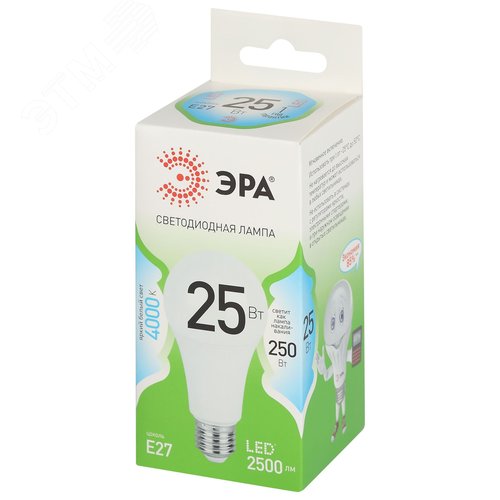 Лампа светодиодная LED 25 Вт 2500Лм 4000К груша нейтральный E27 220-240В LED A60-25W-840-E27 Green Line