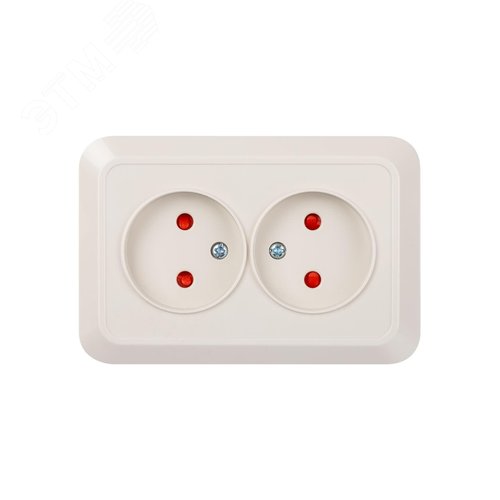 Розетка угловая двойная 2П открытой установки с з/ш IP20 250В 10А сл. кость Ладога