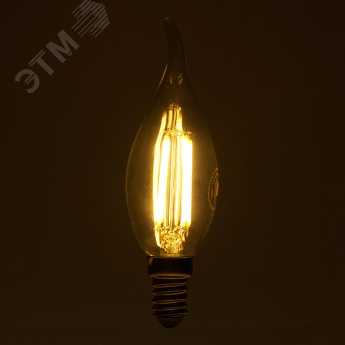 Лампа светодиодная LED 6вт Е14 теплый свеча на ветру FILAMENT .PRO