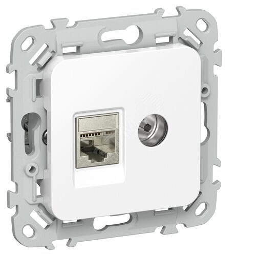 FLITE Розетка 2-местная RJ45/TV категория 6 STP РКТВ6-2-1-ФлБ белый