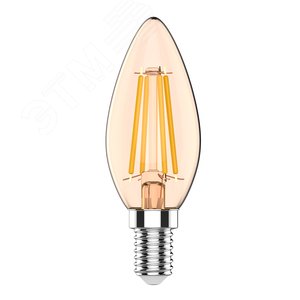 Лампа светодиодная филаментная LED 3.8 Вт 350 лм 2400К свеча теплый E14 AC 220В золотистая колба Basic