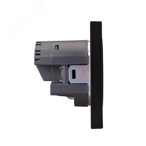 Розетка STRONG одинарная с/з скрытой установки з/ш 16А с USB A+C быстрой зарядки 5В/3А механизм антрацит