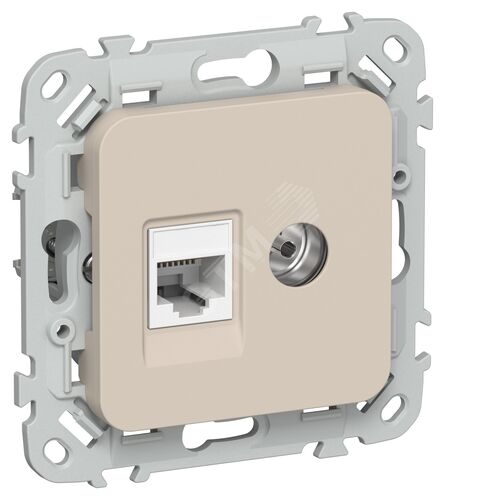 FLITE Розетка 2-местная RJ45/TV категория 5Е UTP РКТВ5е-2-0-ФлЛ льняной