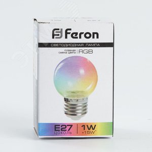 Лампа светодиодная LED 1вт Е27 RGB прозрачный плавная смена цвета шар