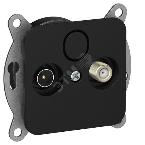 FLITE Розетка 2-местная TV+SAT экранированная оконечная РТВс-2-1-1-ФлЧ черный