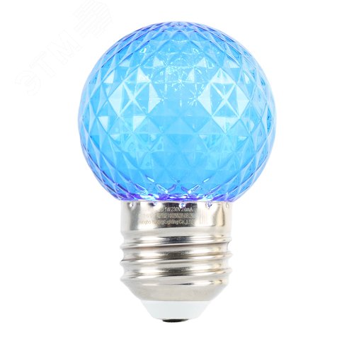 Лампа светодиодная LED 1вт Е27 синий прозрачный шар