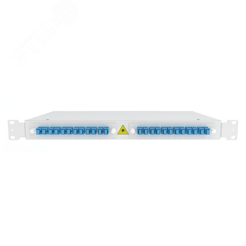 Кросс ШКОС-М -1U/2 -24 -SC ~24 -SC/SM~24 -SC/UPC, модернизированный, высота 1U, 2 кабельных ввода, 24 адаптера SC/SM, 24 пигтейла SC/UPC