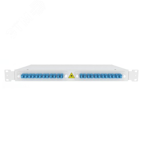Кросс ШКОС-М -1U/2 -24 -SC ~24 -SC/SM~24 -SC/UPC, модернизированный, высота 1U, 2 кабельных ввода, 24 адаптера SC/SM, 24 пигтейла SC/UPC