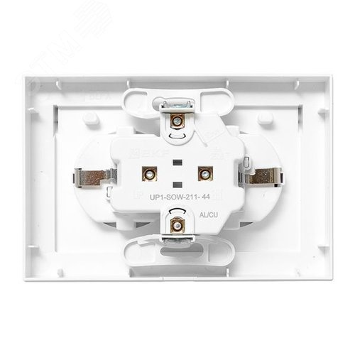 Эпика Механизм розетки двойной 16А IP44 с заземлением со шторками с рамкой с крышками белый EKF