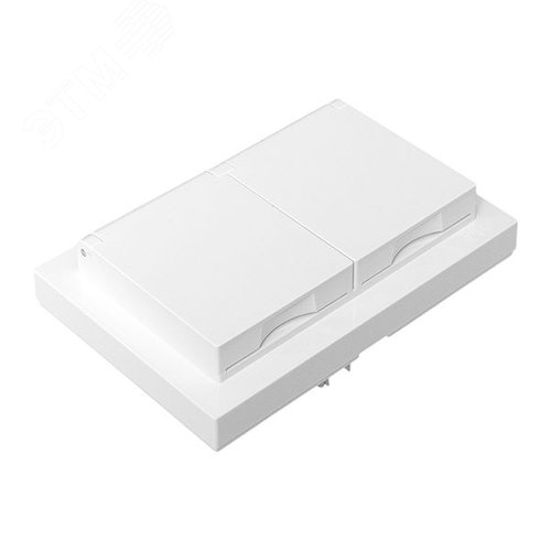 Эпика Механизм розетки двойной 16А IP44 с заземлением со шторками с рамкой с крышками белый EKF
