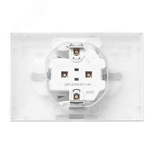 Эпика Механизм розетки двойной 16А IP44 с заземлением со шторками с рамкой с крышками белый EKF