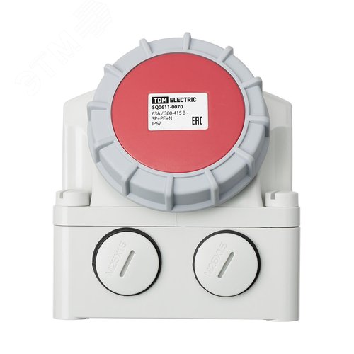 Розетка настенная с выключателем и блокировкой IP67 63А 3Р+РЕ+N 380В TDM