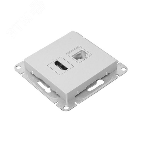 Механизм розетки HDMI+RJ45 (cat5), алюминий Эпика EKF