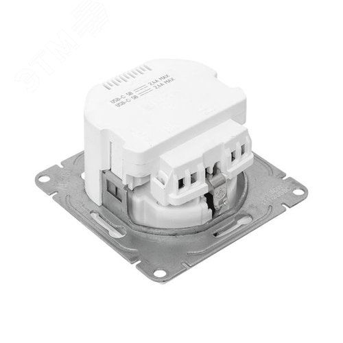 Эпика Механизм розетки с USB-C - 2шт 16А с заземлением со шторками белый EKF