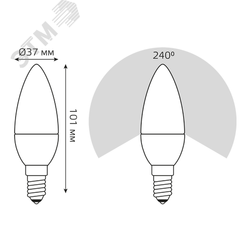 Лампа светодиодная LED 10 Вт 710 лм 3000К свеча теплый E14 AC 220В Elementary