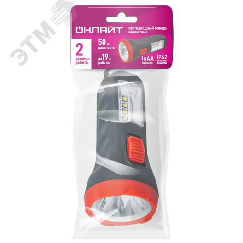 Фонарь ОНЛАЙТ OPT-CP04-1AA пластиковый 1LEDх0,5Вт, 4LEDх1Вт, 2 режема
