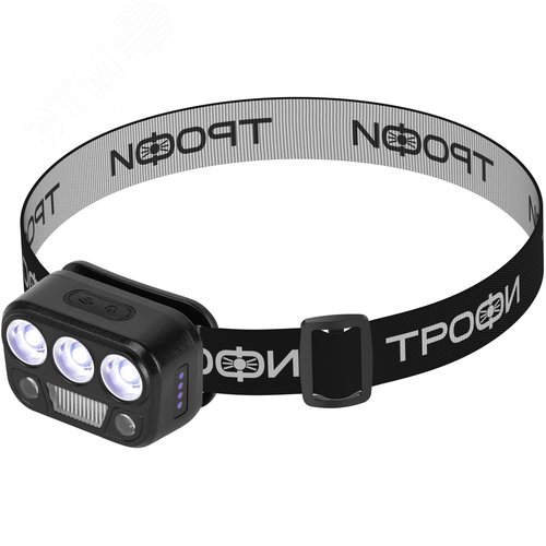 Фонарь налобный светодиодный Трофи GA-105 аккумуляторный 3+3+3 Bт сенсорное управление 5 режимов