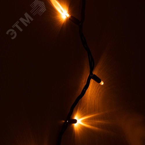 Гирлянда 120 LED Бахрома 2 м x 1 м, желтый свет, черный каучук, 220 В, IP65 ERAPS-BZ2