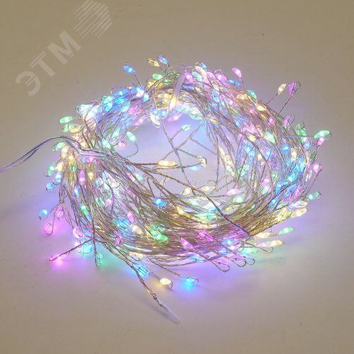 Гирлянда линейная Кластер на проволоке LED мультиколор 12 м прозрачный шнур