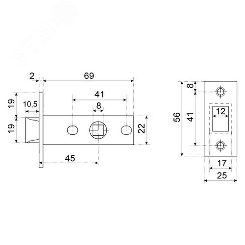 Комплект ручка и защелка АЛЛЮР АРТ РИНГО SC+L45-8 SC (8390/S45) матовый хром