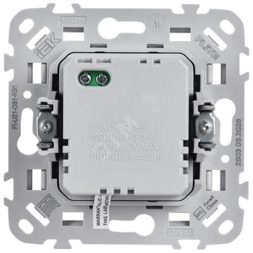 FLITE Розетка USB A+A 2,1А РЮ-2-ФлБ белый