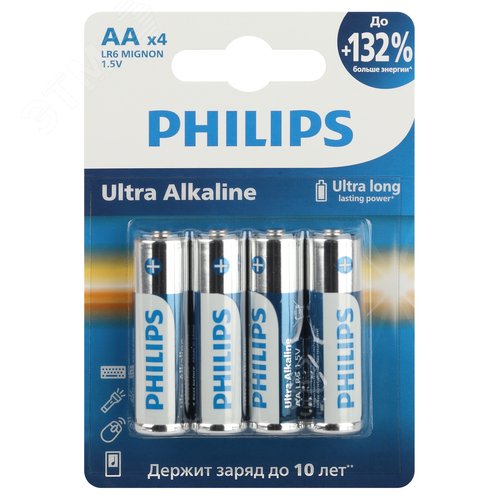 Элемент питания алкалиновый LR6E4B/51 АА 1,5v 4 шт. LR6-4BL Ultra