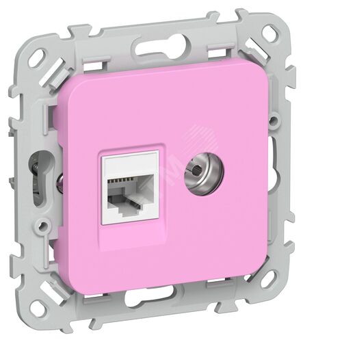 FLITE Розетка 2-местная RJ45/TV категория 5Е UTP РКТВ5е-2-0-ФлПр пурпурный