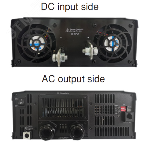 Инвертор DC-AC 2200Вт, Рмакс=2530Вт(3 мин.), Uвх=24(20…33)В DC, Uвых=230В АС (ещё 200, 220, 240), f=50(60) Гц, КНИ<3%, изоляция 3000В AC, в кожухе 470x270x98мм, вес 8.6кг, -25…+70°С, розетка тип-EU (Европа), тип АКБ Lead Acid или Li-ion, время п