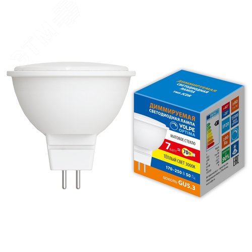 Лампа светодиодная диммируемая Форма ''JCDR'' матовая Теплый белый свет 3000K LED-JCDR-7W/3000K/GU5.3/FR/DIM/SLS