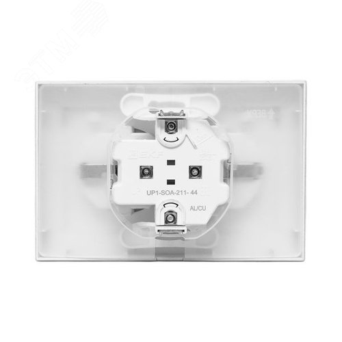 Эпика Механизм розетки двойной 16А IP44 с заземлением со шторками с рамкой с крышками алюминий EKF