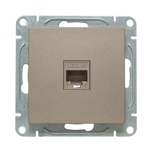 Механизм розетки RJ45 (cat5) шампань Эпика EKF