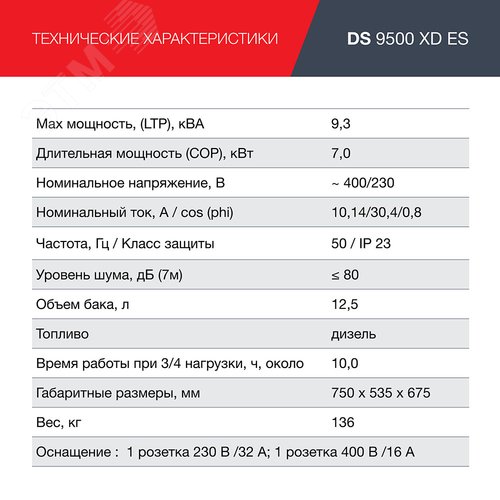 Генератор дизельный DS 9500 XD ES
