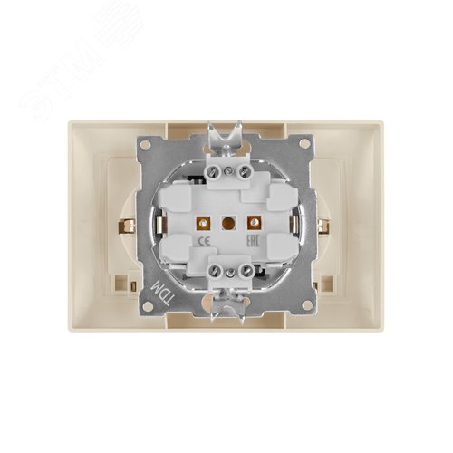 Розетка двойная 2П+З 16А 250В IP44 с защ. шт. с крышкой сл. кость Лама