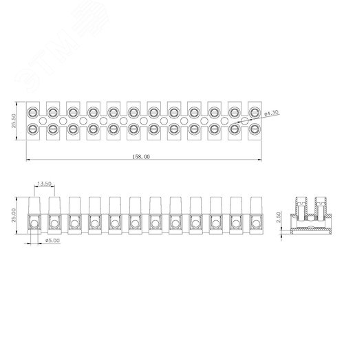 Колодка клеммная 2,5-10,0 мм?, 12 пар, 57 А, полипропилен, белая (76 CE WS/EKL 2 S)