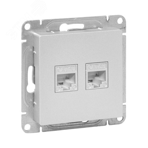 Механизм розетки RJ45 - 2шт, (cat6), алюминий Эпика EKF